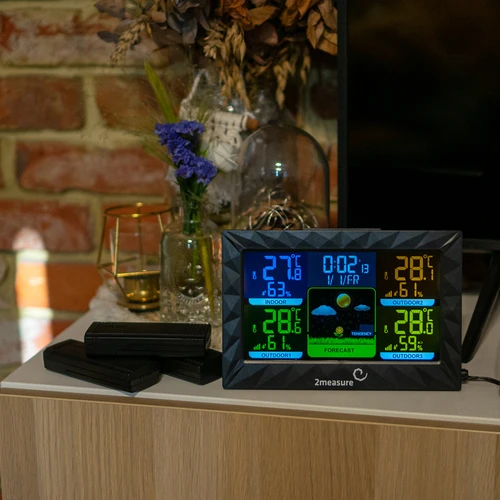 Wetterstation RCC – Elektronisches, Kabellose, Beleuchtet, 3 Sensoren, schwarz - 9 ['Wetterstation', ' Haus-Wetterstation', ' Temperatur', ' Umgebungstemperatur', ' Temperaturüberwachung', ' Elektrothermometer', ' Thermometer mit Sensor', ' Innenthermometer', ' Außenthermometer', ' Thermometer für Außen']