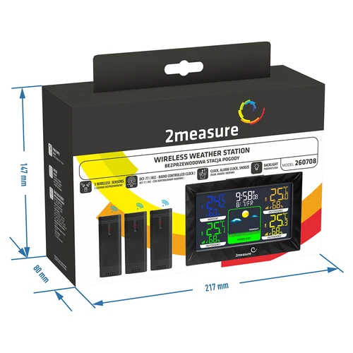 Wetterstation RCC – Elektronisches, Kabellose, Beleuchtet, 3 Sensoren, schwarz - 8 ['Wetterstation', ' Haus-Wetterstation', ' Temperatur', ' Umgebungstemperatur', ' Temperaturüberwachung', ' Elektrothermometer', ' Thermometer mit Sensor', ' Innenthermometer', ' Außenthermometer', ' Thermometer für Außen']