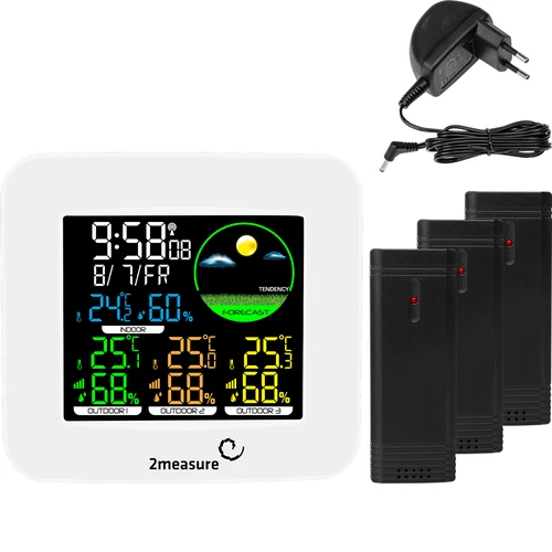 Wetterstation RCC – Elektronisches, Kabellose, Beleuchtet, 3 Sensoren, weiß  - 1 ['Wetterstation', ' Thermometer', ' Hygrometer', ' Wettervorhersagefunktion', ' drahtlose Wetterstation']