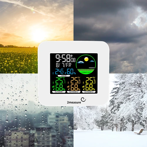 Wetterstation RCC – Elektronisches, Kabellose, Beleuchtet, 3 Sensoren, weiß - 17 ['Wetterstation', ' Thermometer', ' Hygrometer', ' Wettervorhersagefunktion', ' drahtlose Wetterstation']