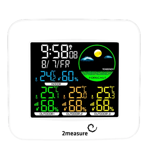 Wetterstation RCC – Elektronisches, Kabellose, Beleuchtet, 3 Sensoren, weiß - 2 ['Wetterstation', ' Thermometer', ' Hygrometer', ' Wettervorhersagefunktion', ' drahtlose Wetterstation']