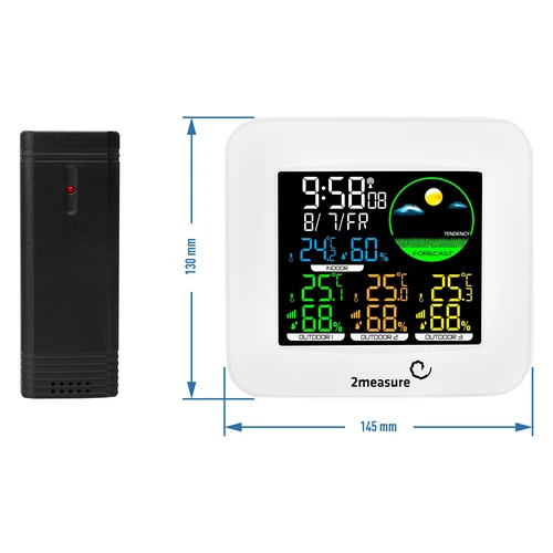 Wetterstation RCC – Elektronisches, Kabellose, Beleuchtet, 3 Sensoren, weiß - 9 ['Wetterstation', ' Thermometer', ' Hygrometer', ' Wettervorhersagefunktion', ' drahtlose Wetterstation']