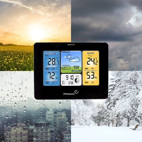 Wetterstation RCC – Elektronisches, Kabellose, Beleuchtet, Sensor, schwarz - 18 ['kabellose Wetterstation', ' Außen- und Innentemperaturmessung', ' Luftfeuchtigkeitsmessung', ' Wetterstation mit Farbdisplay', ' präzise Wetterstation', ' Geschenk', ' Black Weekend', ' Wetterstation']