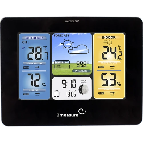 Wetterstation RCC – Elektronisches, Kabellose, Beleuchtet, Sensor, schwarz - 4 ['kabellose Wetterstation', ' Außen- und Innentemperaturmessung', ' Luftfeuchtigkeitsmessung', ' Wetterstation mit Farbdisplay', ' präzise Wetterstation', ' Geschenk', ' Black Weekend', ' Wetterstation']