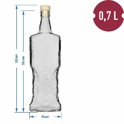 Zierlasche 700 ml mit Korken - 5 